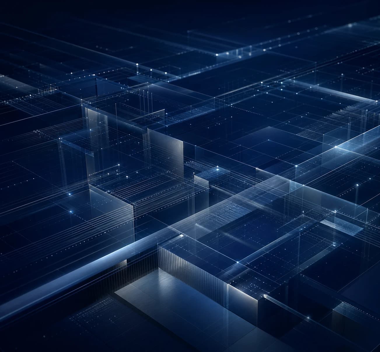 Abstract representation of connected enterprise technology and data infrastructure